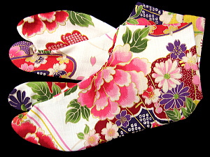 和柄足袋 義若オリジナル 金彩牡丹と桜